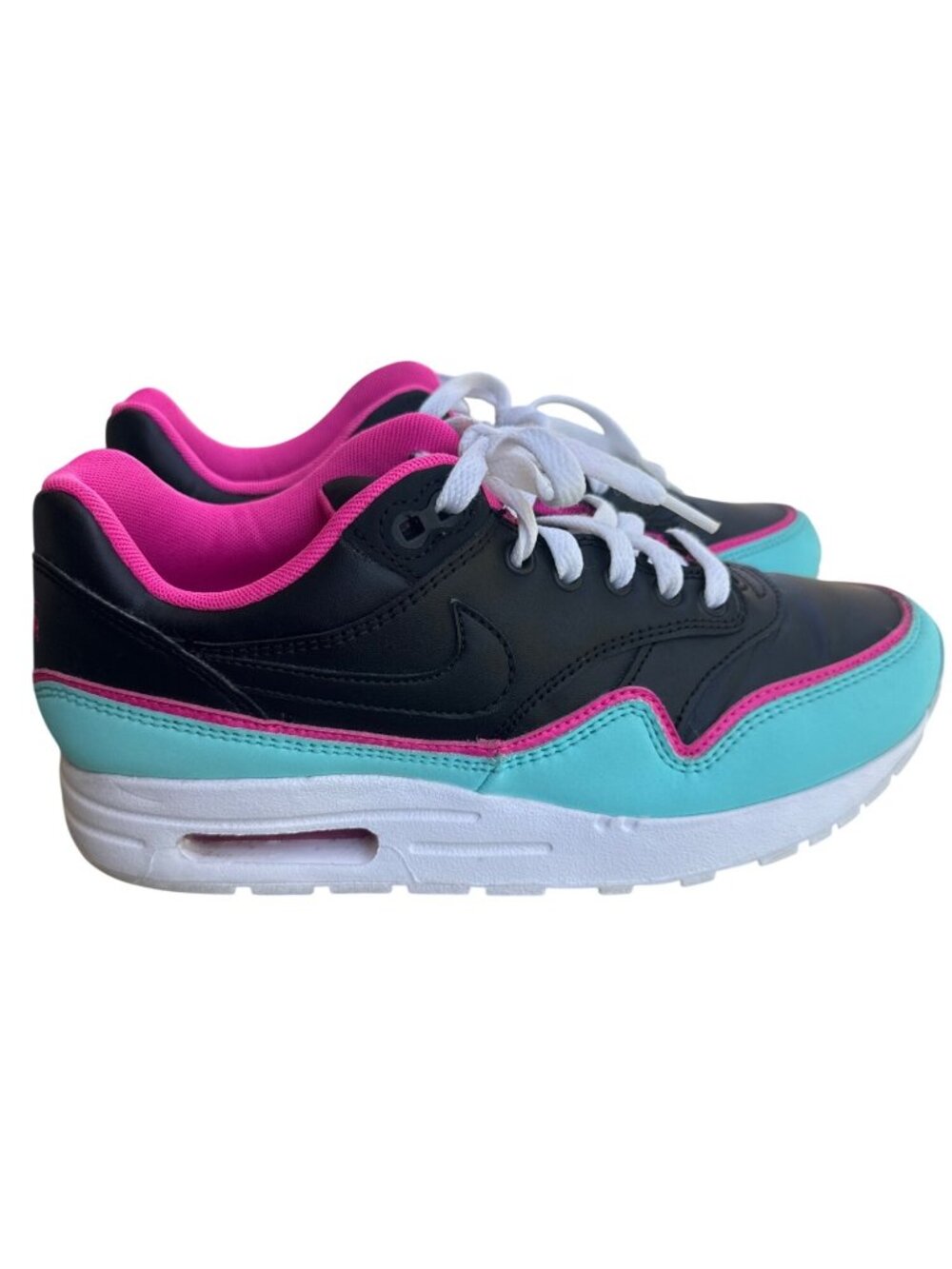 Nike Air Max 1 BV0052-001 Black Pink Aqua Athletic Sneakers Youth 7Y - Picture 1 of 14
